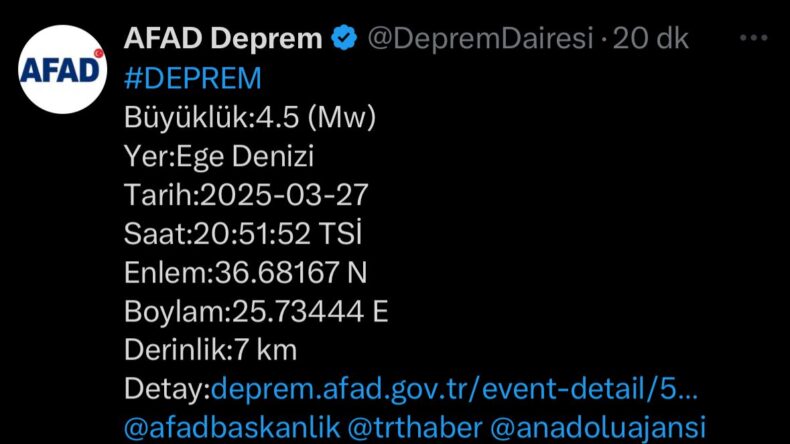 EGE DENİZİ YİNE SALLANDI