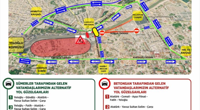 Antakya Ata Köprüsü Çevresinde Geçici Trafik Düzenlenmesi!